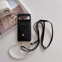 Premium Crossbody Wrist Strap Wallet with Card Holder and PU Leather Protective Phone Case for Google Pixel 7 (Black)