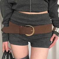 Fashion Suede Leather Wide Belt Hot Girls Vintage Chamois Leather Luxury Design Harajuku Gothic Pin Buckle Waistband Accessories