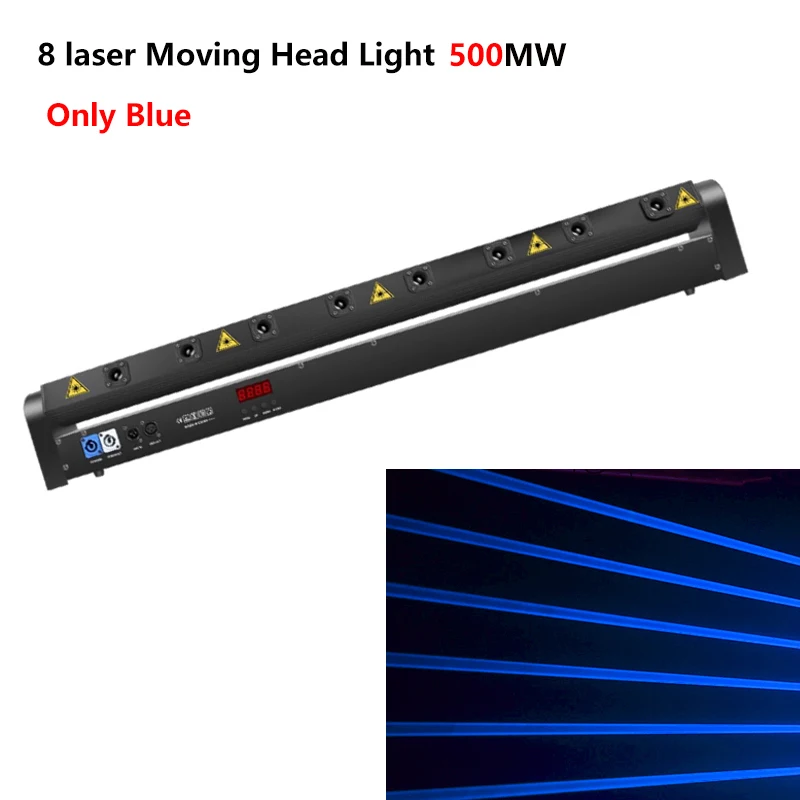 thumbnail image 1 of Luz de cabeza móvil RGB de 8 ojos a todo color con control DMX512, barra láser con efecto de iluminación para escenario, para bodas, fiestas de cumpleaños, DJ y discotecas, 1 of 5