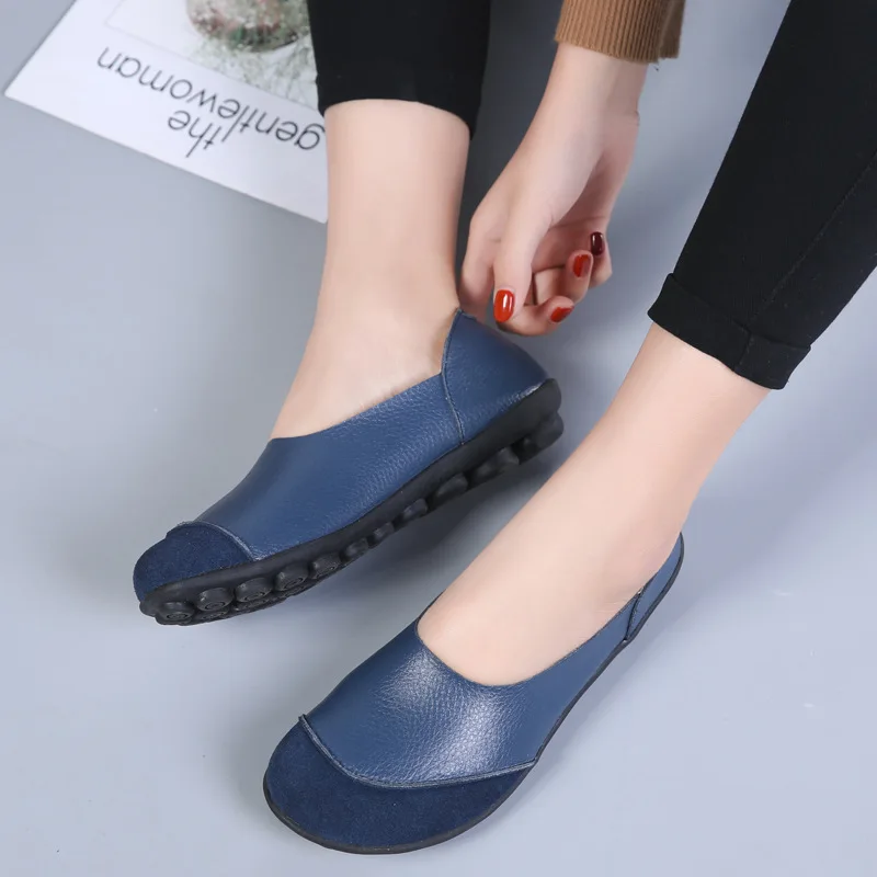 New 2024 Casual Breathable Genuine Leather Cow Suede Flats Doudou Shoes For Women Chaussure Femme Ladies Trainers Zapatos Mujer