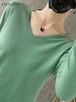 YSZWDBLX Womens Sweaters Spring Autumn V-neck Knitted Pullovers Loose Bottoming Shirt Cashmere Fashion Jumper Solid Pink Sweater - Image 4