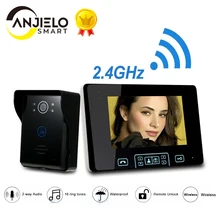 Hause 2,4 GHz Wireless 7''Touch Schlüssel Screen Video Tür Sprechanlage Access Control System Türklingel Gebaut-in Batterie Nacht vision