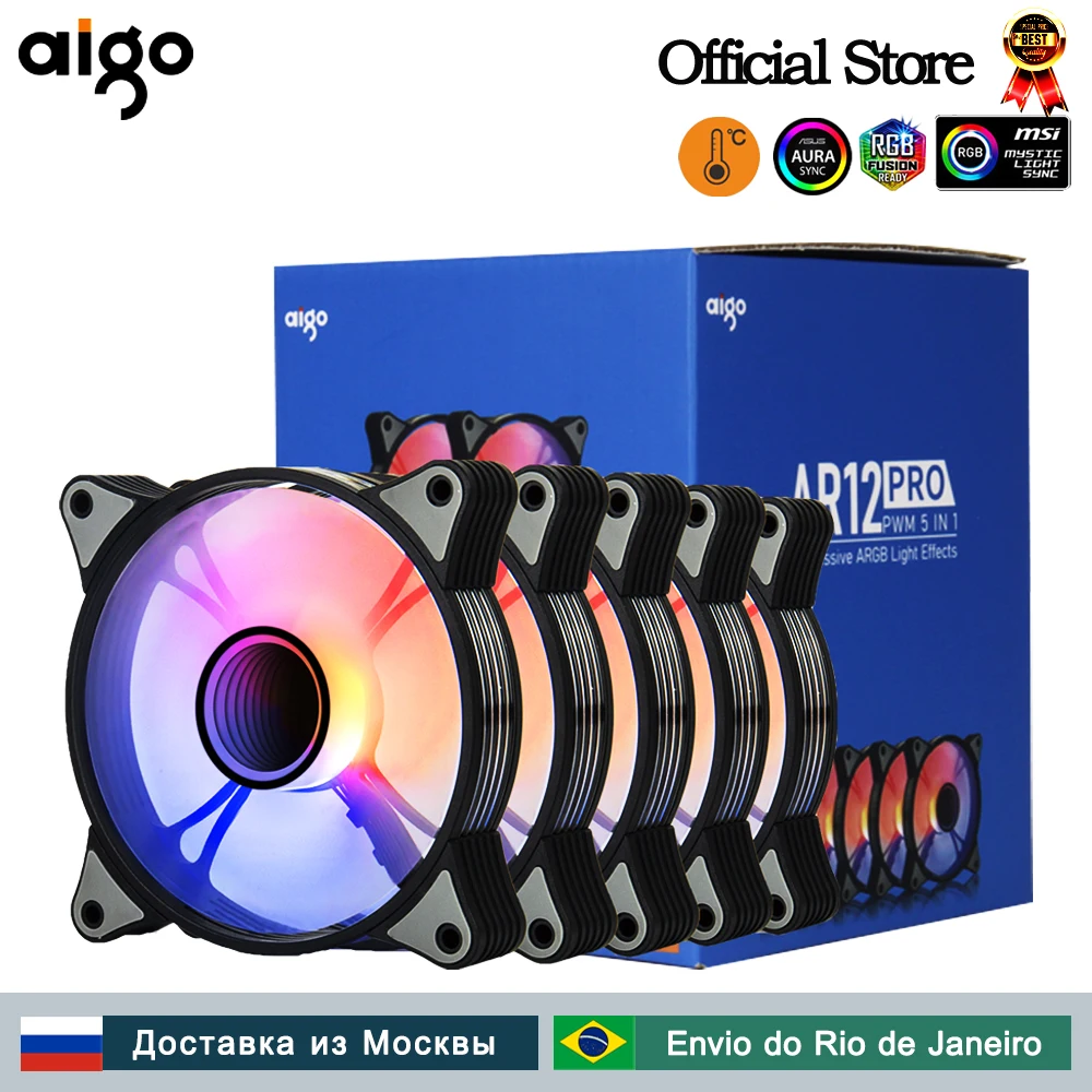 

Aigo AR12PRO Computer Case fan ventoinha PC 120mm rgb fan 4pin PWM CPU Cooling fan 3pin5v Unlimited space argb 12cm ventilador