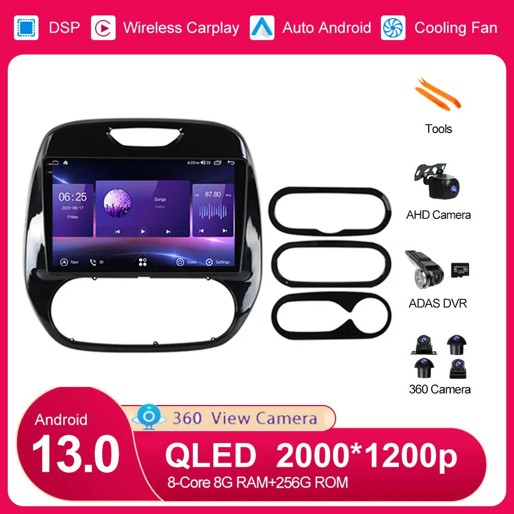 

For Renault Kaptur Captur 2016 - 2019 Android 13 Car Video GSP 360 Camera Stereos Head Unit 4G WiFi