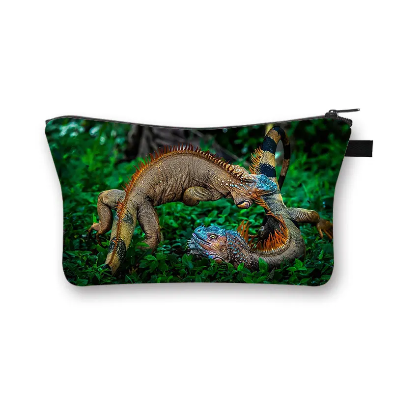 3D Crested Gecko / Bearded Dragon Print Cosmetic Case Women Pet Reptile Lizard Toiletries Bags Casual Lipstick Makeup Bags Gift 2