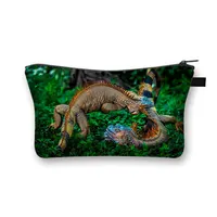 3D Crested Gecko / Bearded Dragon Print Cosmetic Case Women Pet Reptile Lizard Toiletries Bags Casual Lipstick Makeup Bags Gift 2