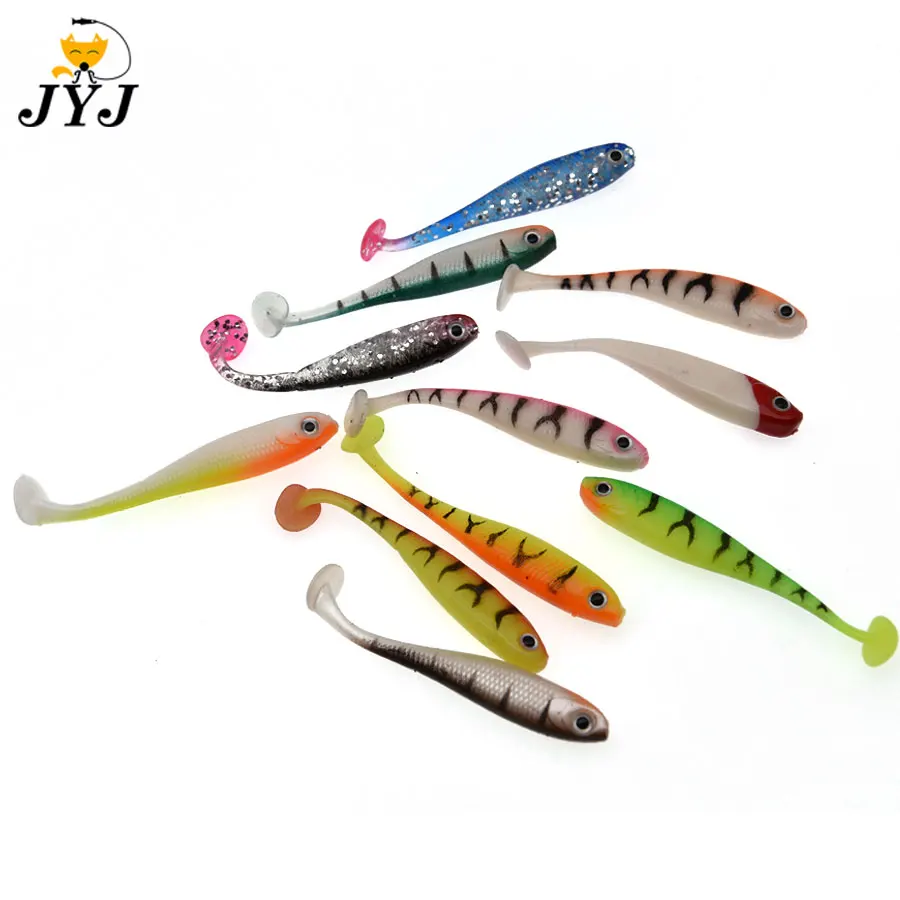 JYJ 5pcs/bag 7cm 2.1g Full water layer simulation fish T-tail Soft lure  Bait Bionic bait fishing lure bait for bass bluegill