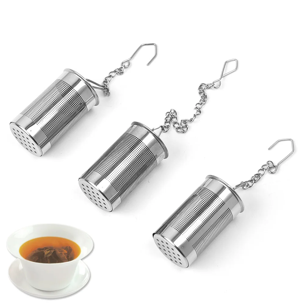 

1PC Cylindrical Stainless Steel Tea Leaf Infuser Strainer Spice Herbal Teapot Reusable Mesh Filter Home Kitchen Accessories