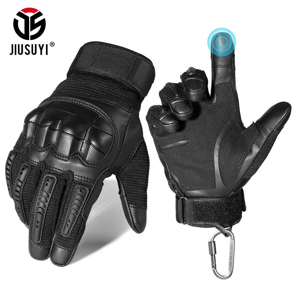 Black Leather Tactical Gloves Airsoft Gear Tactical Gloves Leather
