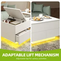 YITAHOME Table basse réglable en hauteur avec rangement - LED 16 couleurs, plateau relevable et tiroirs, blanc, 80 x 55 x 46 cm 4