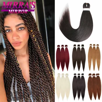 3 Bundle African Braids Hair Extensions 26 Inch Synthetic Braiding Hair Pre Stretched Yaki Straight Jumbo Braid Hair Red Pink 1