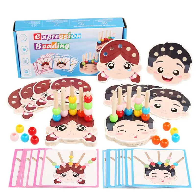 Wood Lacing Bead Toy Color Matching Sorter Color Recognition Game for Fine Motor Skills STEM Toys for Boy Girl Ages 3