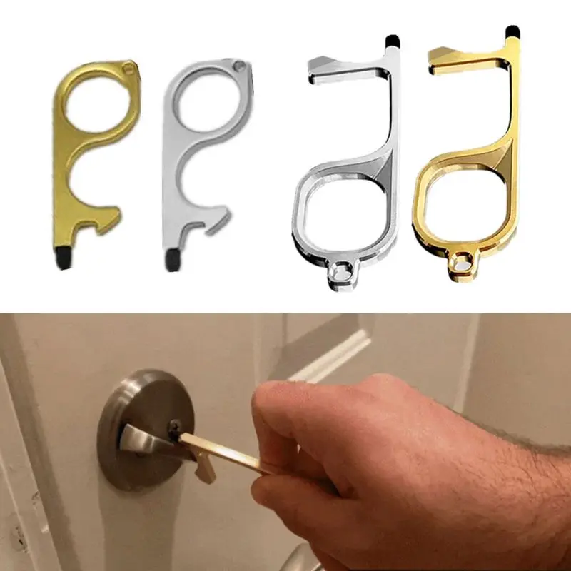 Door Levers Tools Home Improvement Keep Hands Clean Non Contact Key Door Opener No Touch Brass Door Opener Tool Contactless Key Keychain Door Opener Smart Key Tool For Outdoor Public Door Handle Door Hardware