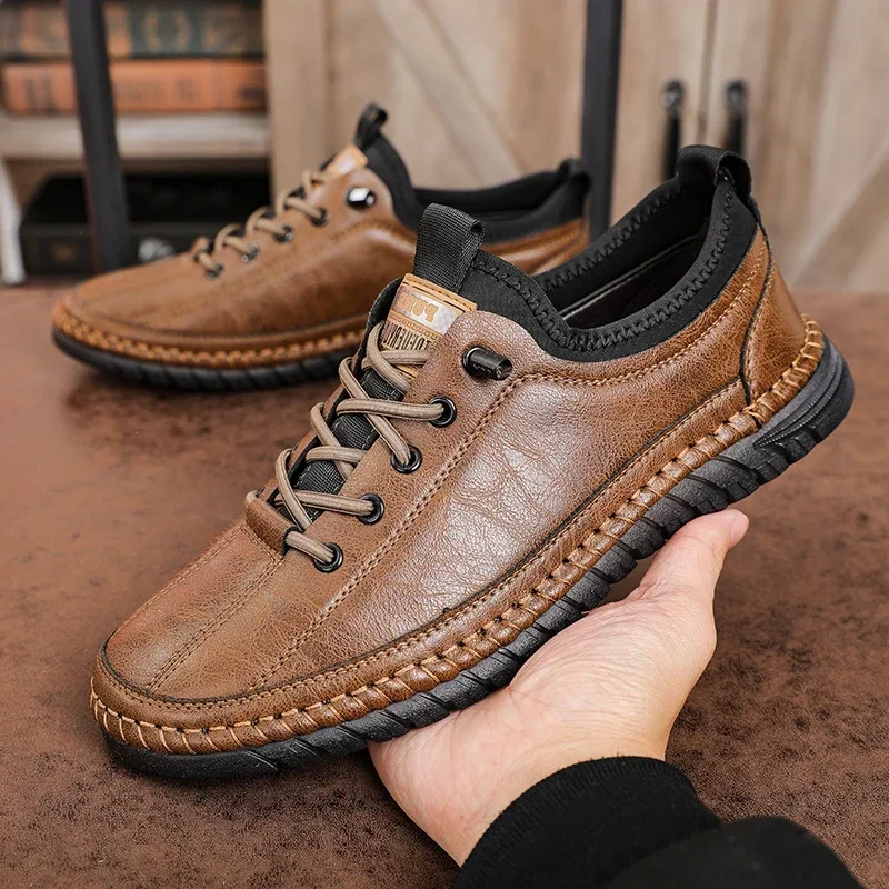 Casual Men's Shoes Loafers Flat Walking Shoes for Men Comfortable Slip on Sneakers   Soft Sole Work Shoes Retro Footwear 3