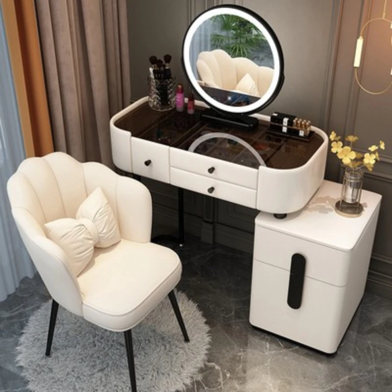 

Nordic Vanity Modern Dressing Table Handles Gold Lamp Makeup Bedroom Dressing Table Storage Lights Coiffeuse Dresser Furniture