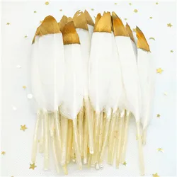 Glittering Gold and Silver Feathers for DIY Wedding and Jewelry Crafts (9 - 15cm white gold)