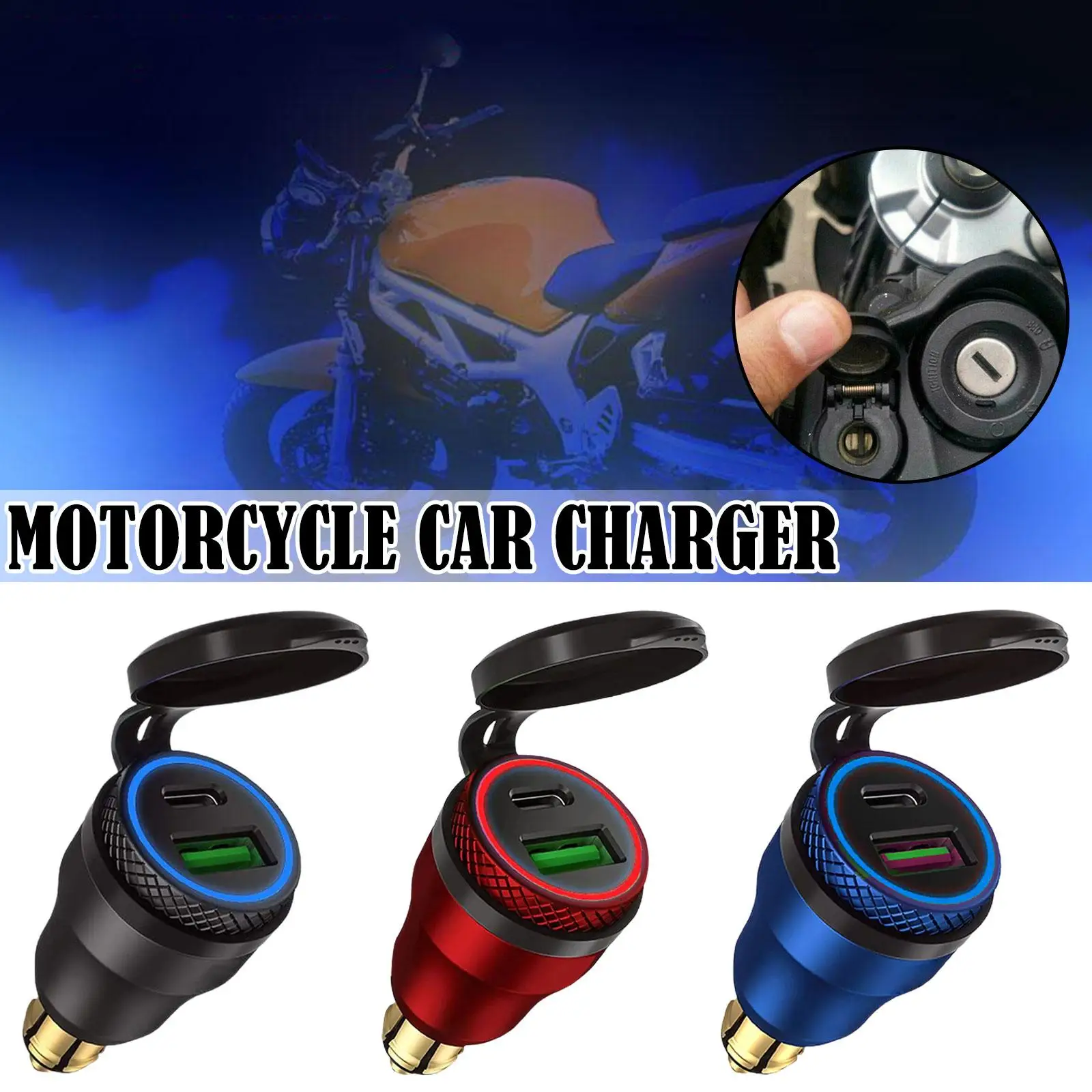 Aluminium USB Charger 30W PD Type-C QC 3.0 Quick Charger Adapter Waterproof For Hella DIN Socket/ Motorcycles M3F6