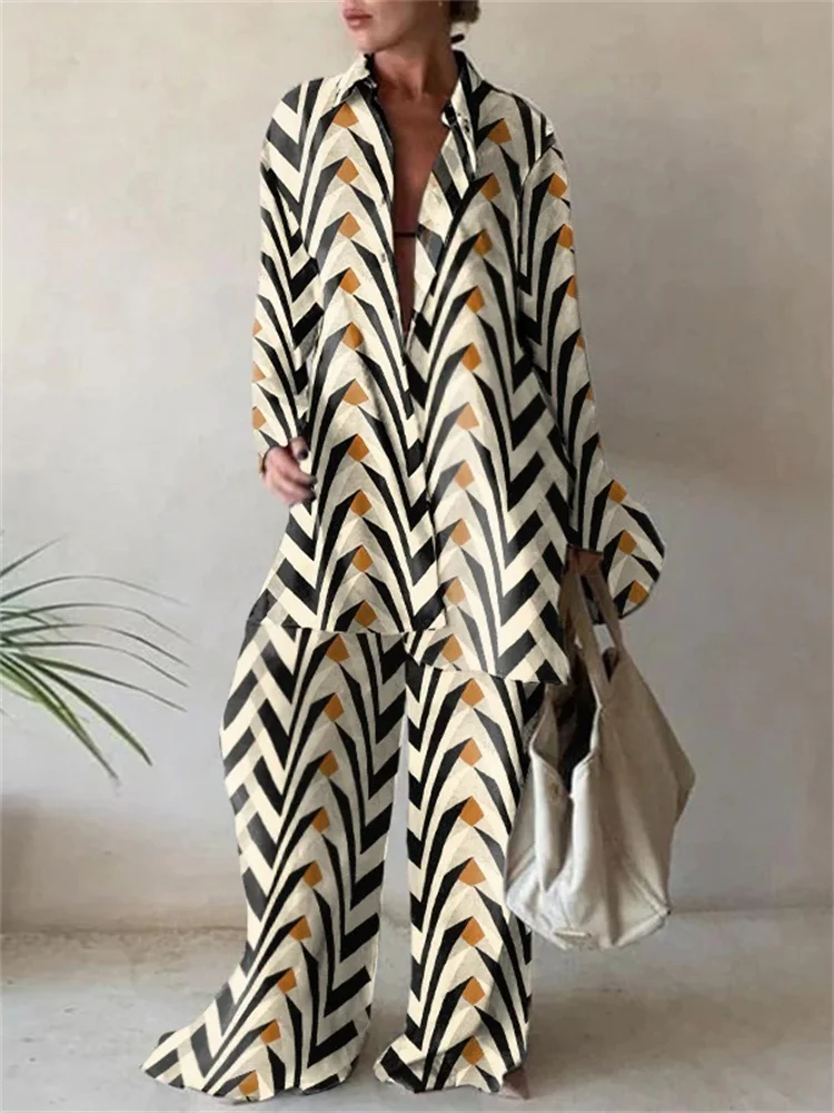 Wmstar Two Piece Set Women S-5XL Casual Print Long Top and Pants Sets Fall Clothes Outfits Matching Suit Wholesale Dropshipping