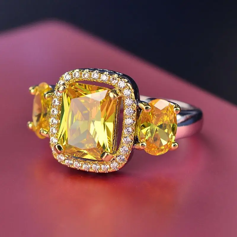 

Женское Винтажное кольцо с фианитом, желтое кольцо с фианитом