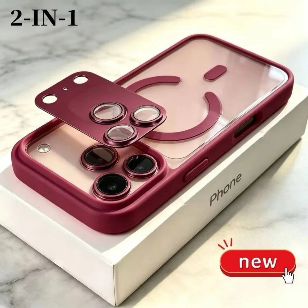 Luxury Clear Magnetic Phone Case Set with Matte Camera Lens Protection