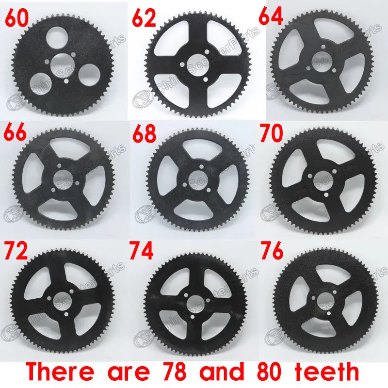 60 62 64 66 68 70 72 74 76 78 80 T Dente 25H 26Mm Corona Mini Moto Atv Quad Dirt Pit Pocket Bike Chopper 47Cc 49Cc