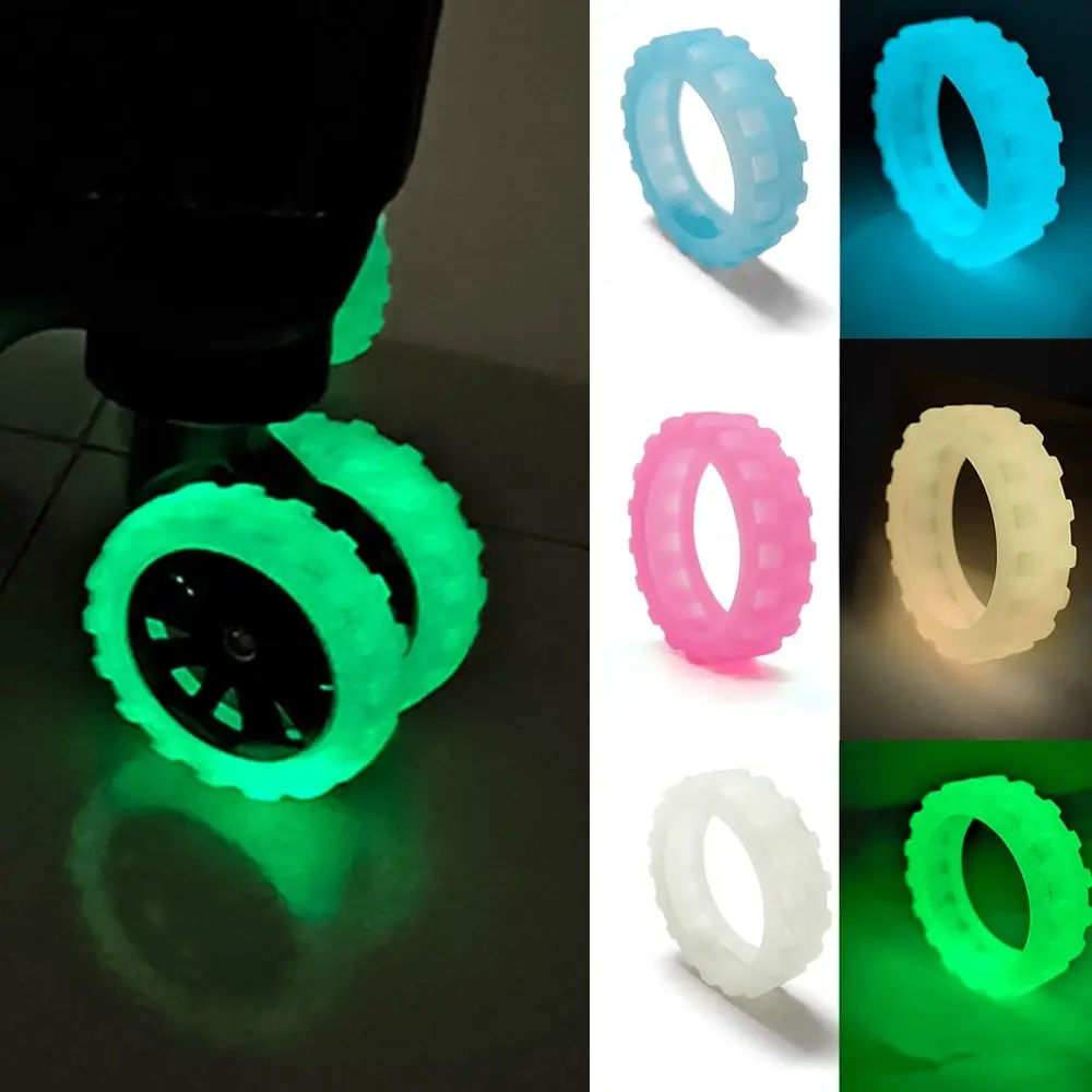 Luminous Silicone Travel Luggage Wheel Covers - Silent Suitcase Protection, Set of 8