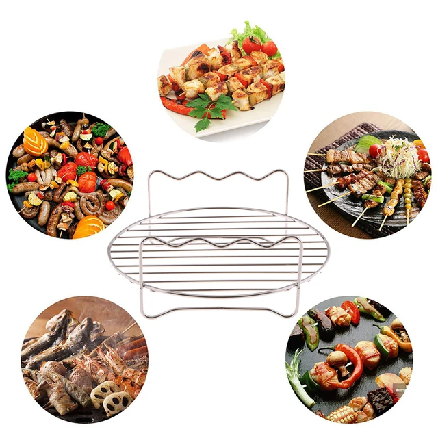 3 Nyársú Levegő Sütő Állványkészletek Rozsdamentes Acél Tartó Dupla Rétegű Grill Sütőtálca Csere Barbecue Konyhai Szerszámok - Image 4