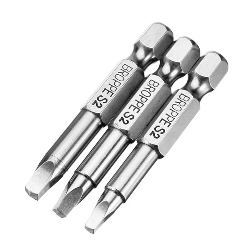 Broppe 3pcs 50mm Sq2 Square Head Driver Bit Screwdriver Bits Tool Set