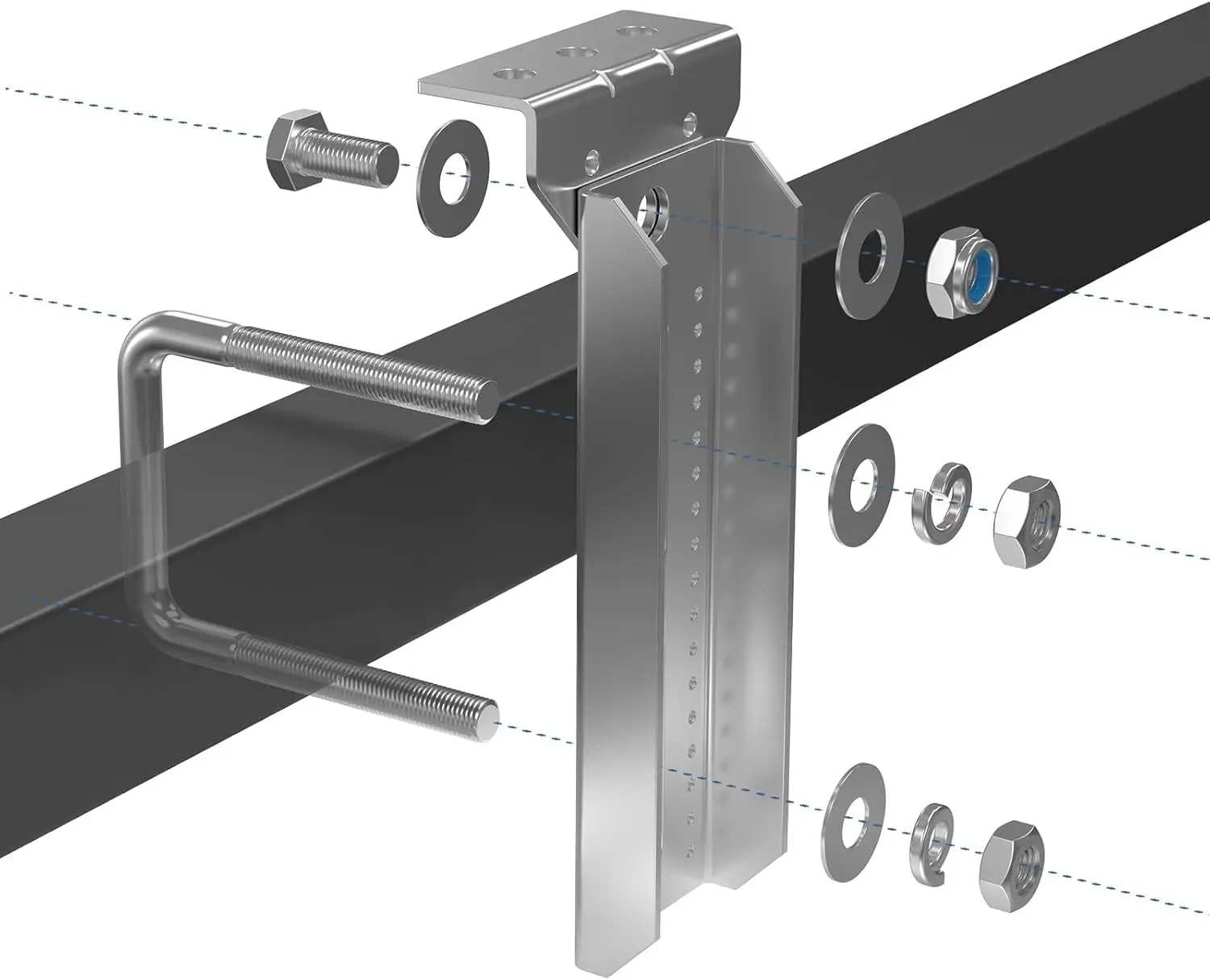 4PCS 8" Boat Trailer Bunk Bracket Galvanized Swivel Top Bunk Bracket Kit For 1.5"x3", 2"x3", 3"x3" Boat Trailer Crossmember