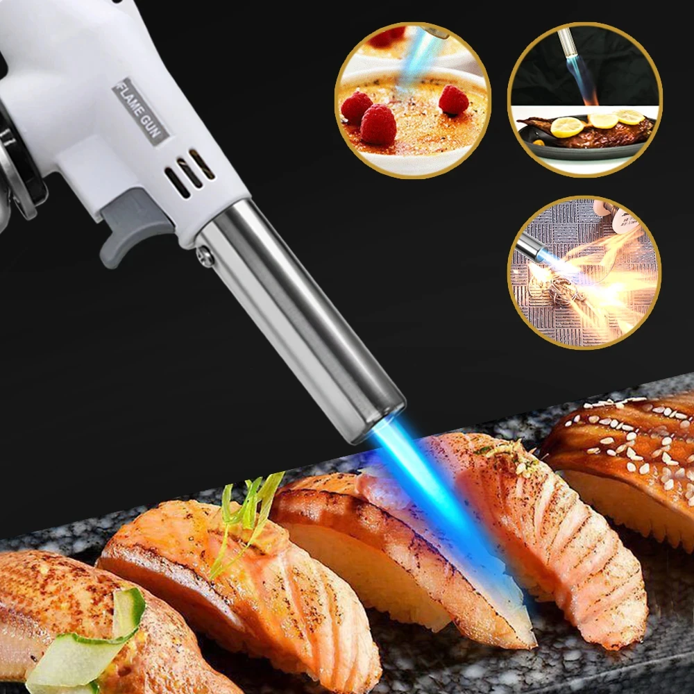 토치 요리 자동 점화 부탄 가스 용접 버너 용접 버너 불꽃 가스 토치 바베큐 캠핑 요리용 플레임건 블로우