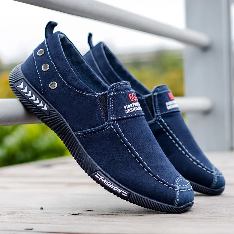 Men Canvas Shoes Denim Sneakers 2025 Vintage Outdoor Slip on Casual Shoes Non-slip Male Loafers Soft Sole Lightweight Men Shoes