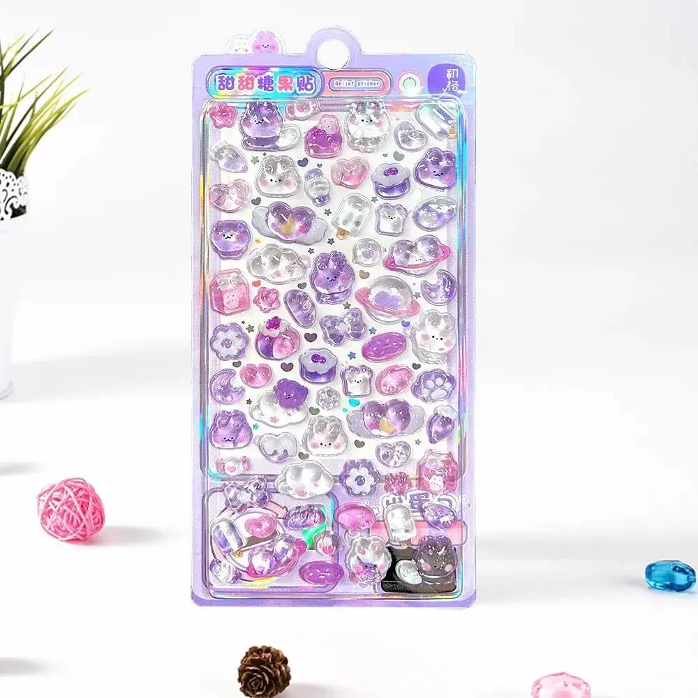 Kawaii 3D Relief Drop Dessert & Food Series Decorative Stickers - Cute DIY for Laptop, Water Bottle, Phone Case