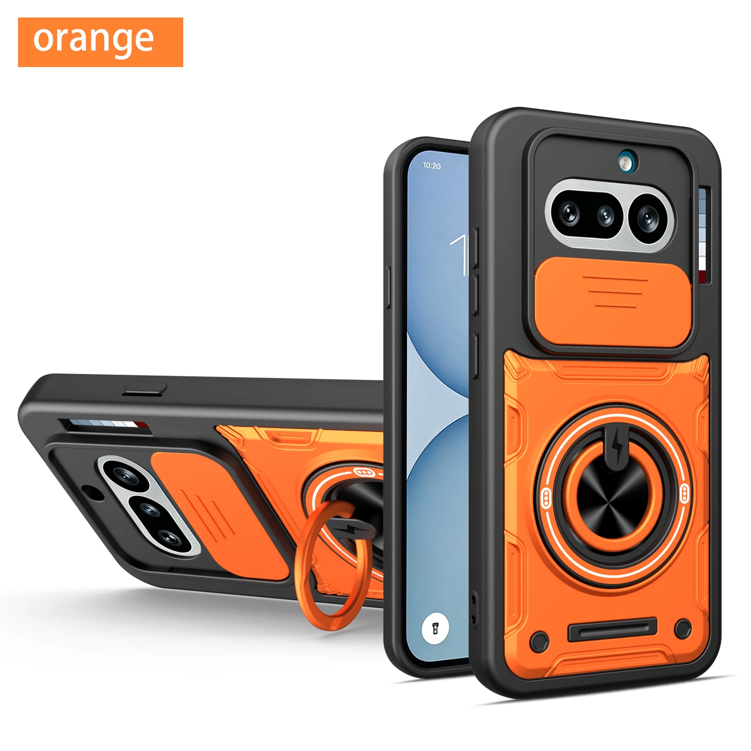 Advanced Shockproof Phone Case with Slide Camera Cover and Magnetic Ring Stand