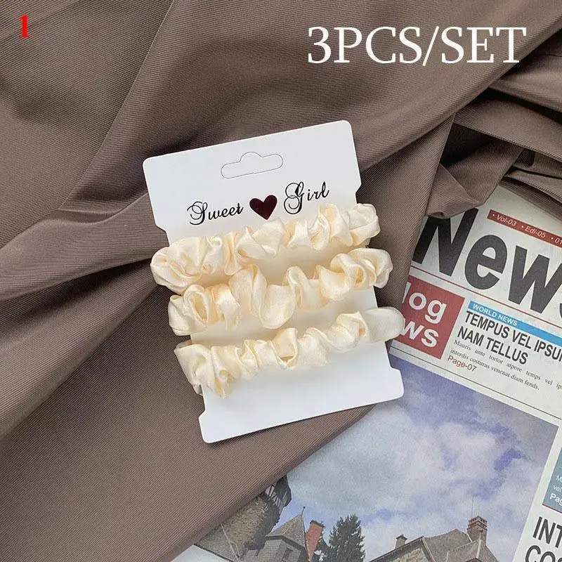 Elegant Silk Satin Scrunchies Set - 6-Piece Solid Color Hair Accessories Collection