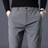 Spring Summer Thin Men's Business Casual Pants High Elastic Jogger Slim Straight Korean Brand Trousers Clothes Black Gray Blue