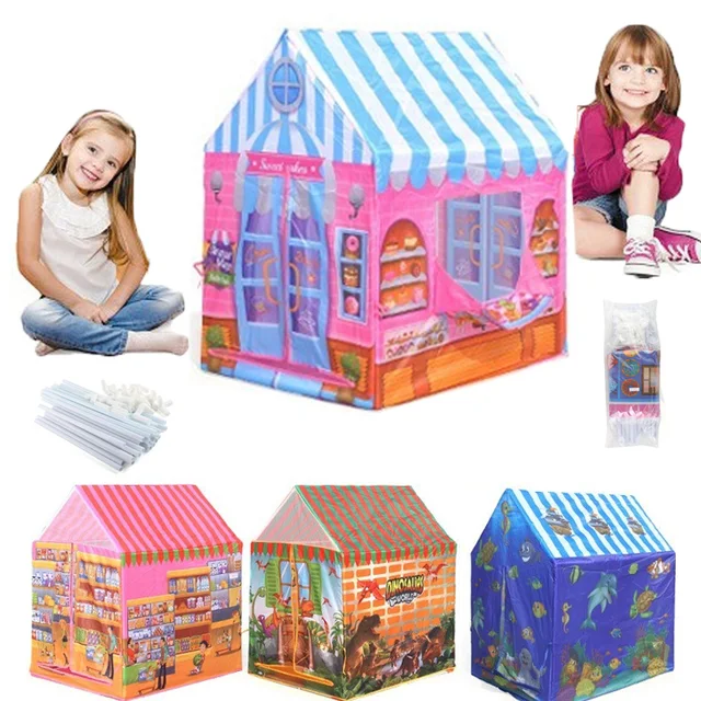 Tienda de Castillo para niños, Plegable, portátil, patio interior y exterior, tienda de campaña para niños, casa para hombres y mujeres, juguetes de regalo para niños 1