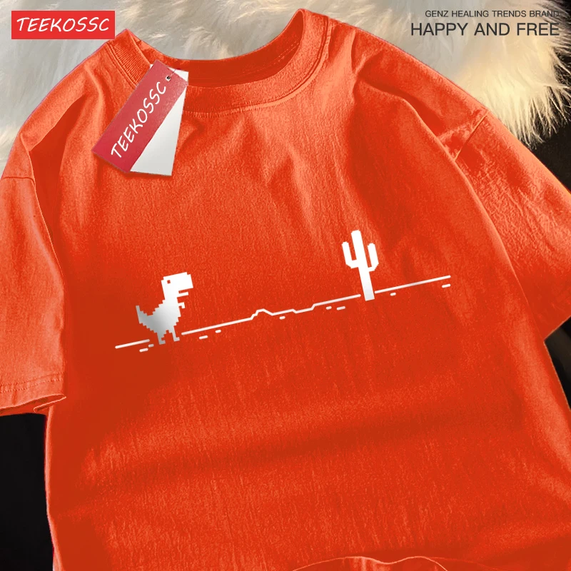 Network Malfunction Little Dinosaur Man T Shirts Casual Breathable T-Shirt Oversize Summer Cotton Hip Hop Street Half Sleeve