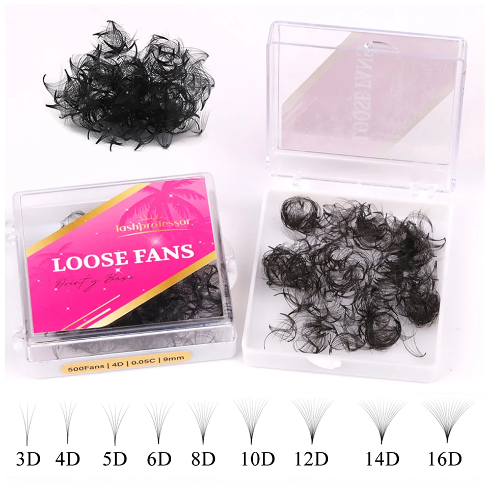 

4D 5D 6D Loose 500Fans Sharp Narrow Stem Premade Fans 8D 10D 12D 14D Thin Pointy Base Russian Volume Eyelash Extension Supplies