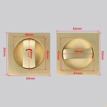 Alternative view of Contemporary Gold Zinc Alloy Pocket Door Lock Flush Mounted Privacy Lock Square Hardware for Residential Bathroom Doors