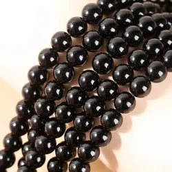 Natural Dark Red Garnet Stone Beads - Round Spacer, Various Sizes - 8mm approx 47pcs (Black Obsidian)
