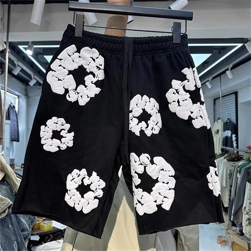 

Шорты мужские/женские джинсовые большого размера с принтом в виде слез