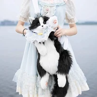 Realistic Cat Plush Backpack Girls Black Simulation Bag Cute Soft Stuffed Animal Backpack with Adjustable Straps Surprise Gift