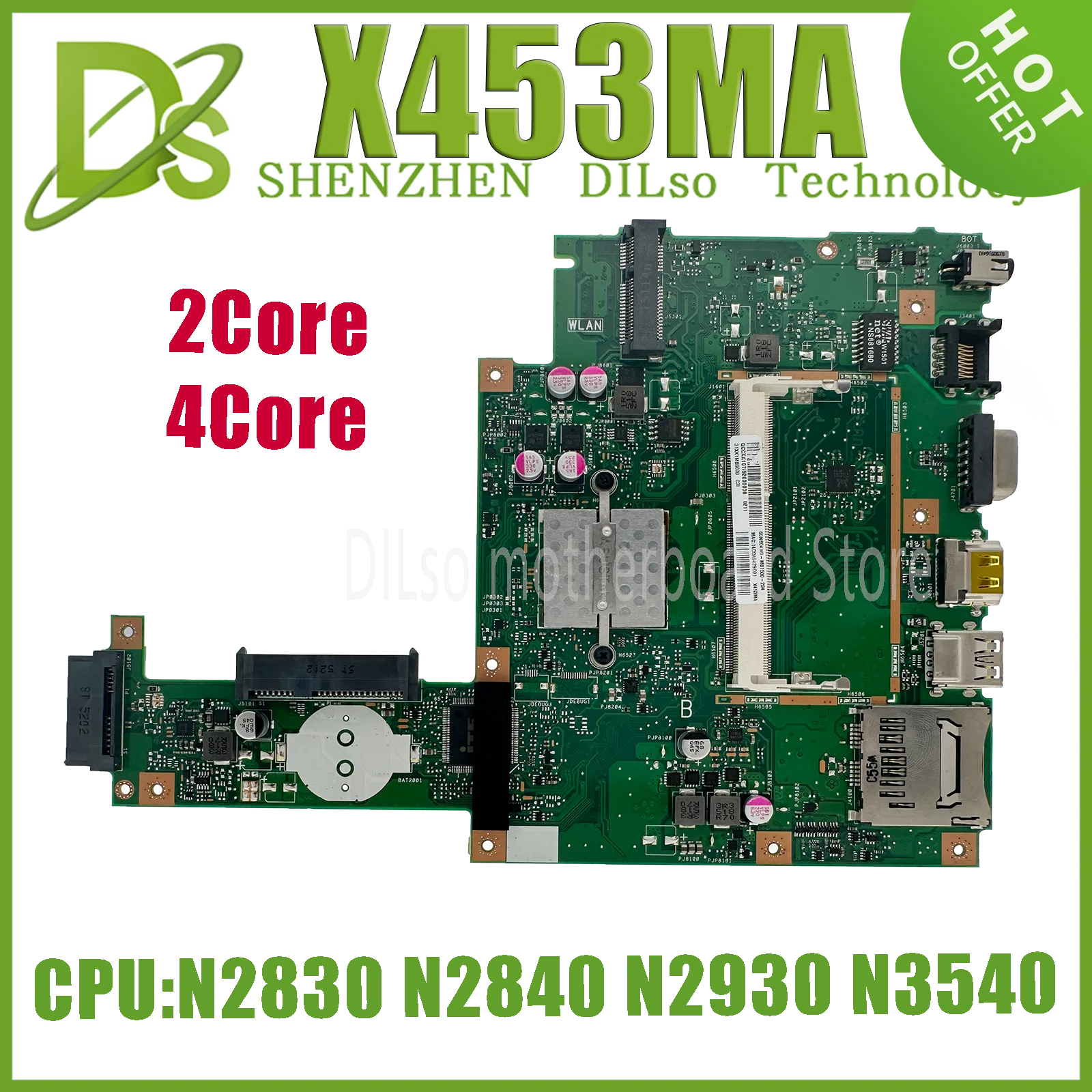 Kefu X453ma X453ma Laptop Motherboard Mainboard para Asus X453 com N2830 N2840 N3530 N3540 Ddr3l Core Core 100 Funcionando Wel