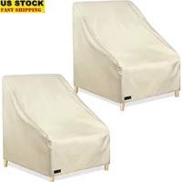 Heavy Duty Waterproof Chair Covers 600D Polyester Outdoor Furniture Cover 2 Pack Rip Resistant Adjustable Straps Ventilation 1