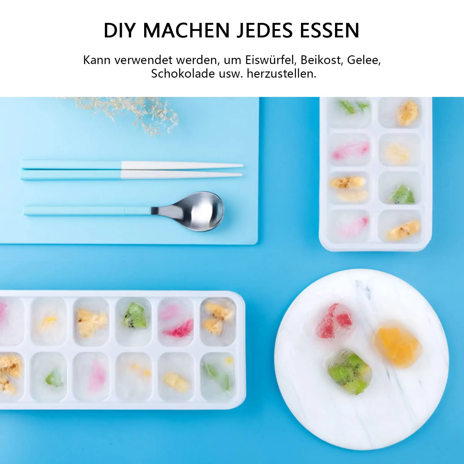 14 Grids Ice Maker Mold Reusable Silicone Ice cube Mold Ice Maker with Removable Lids Kitchen Tools Freezer Ice Blocks Maker