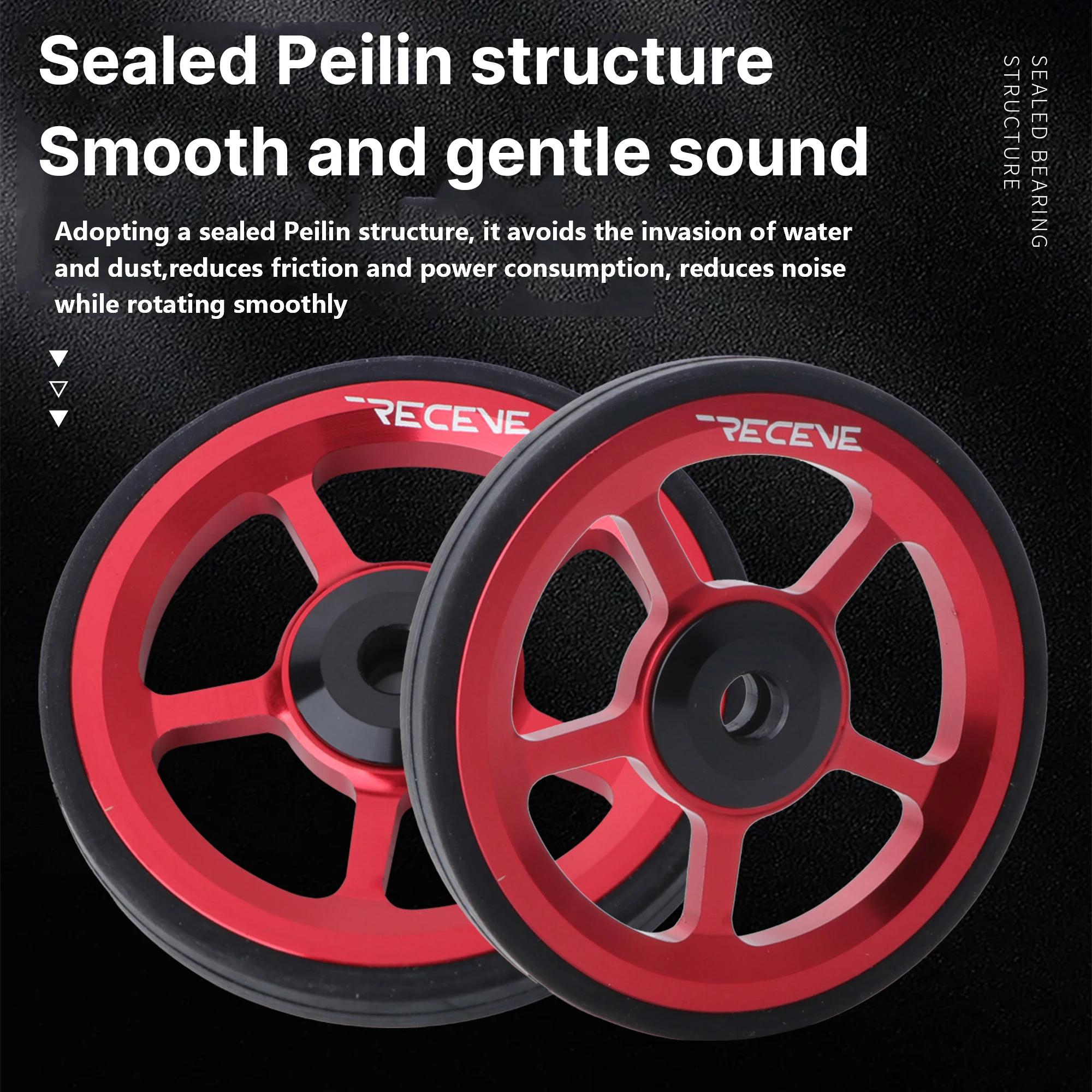 RECEVE 60MM Folding Bike Easy Wheel Bicycle Large  Easywheel Aluminum Alloy Modified Sealed Bearing Pushing Wheels For Brompton