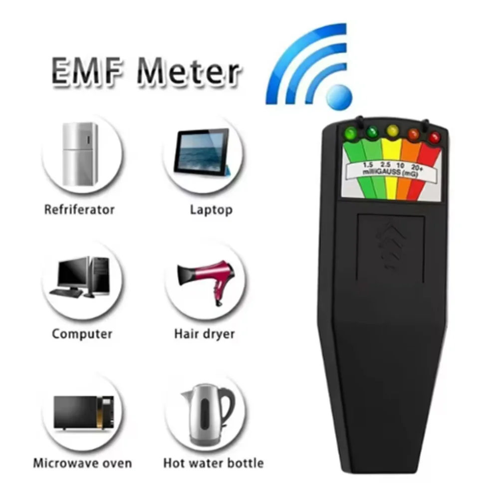 전문가용 5-LED EMF 미터 자기장 탐지기 휴대용 유령 탐사 초자연 현상 장비 EMF 테스터 테스트 도구