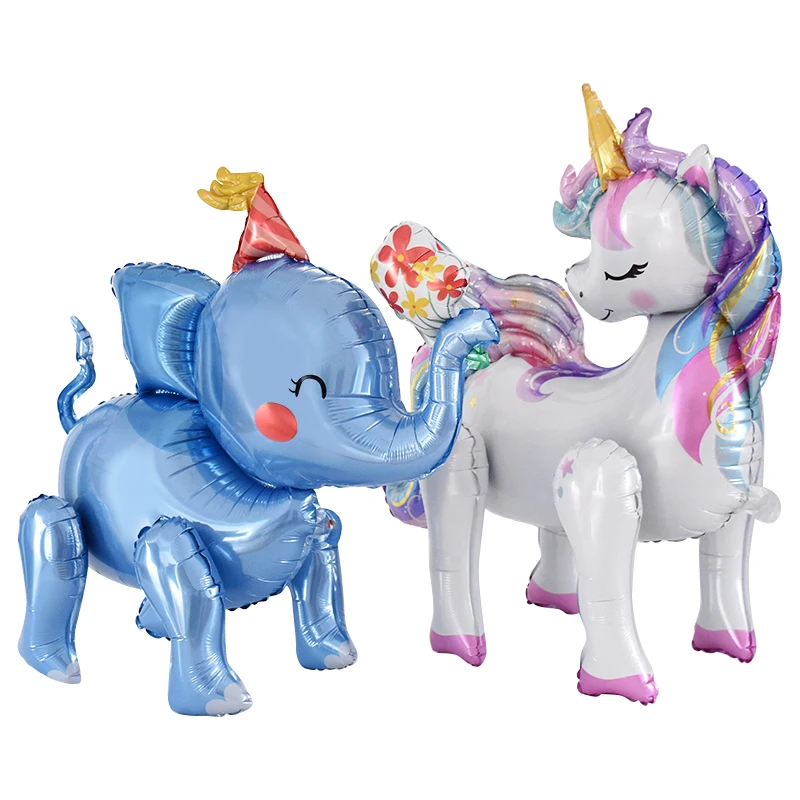 4D Standing Jungle Animal Balloons Unicorn Elephant Lion Walking Balloon Decorazione Per Feste Di Compleanno Giocattoli Per Bambini Baby Shower Ballon