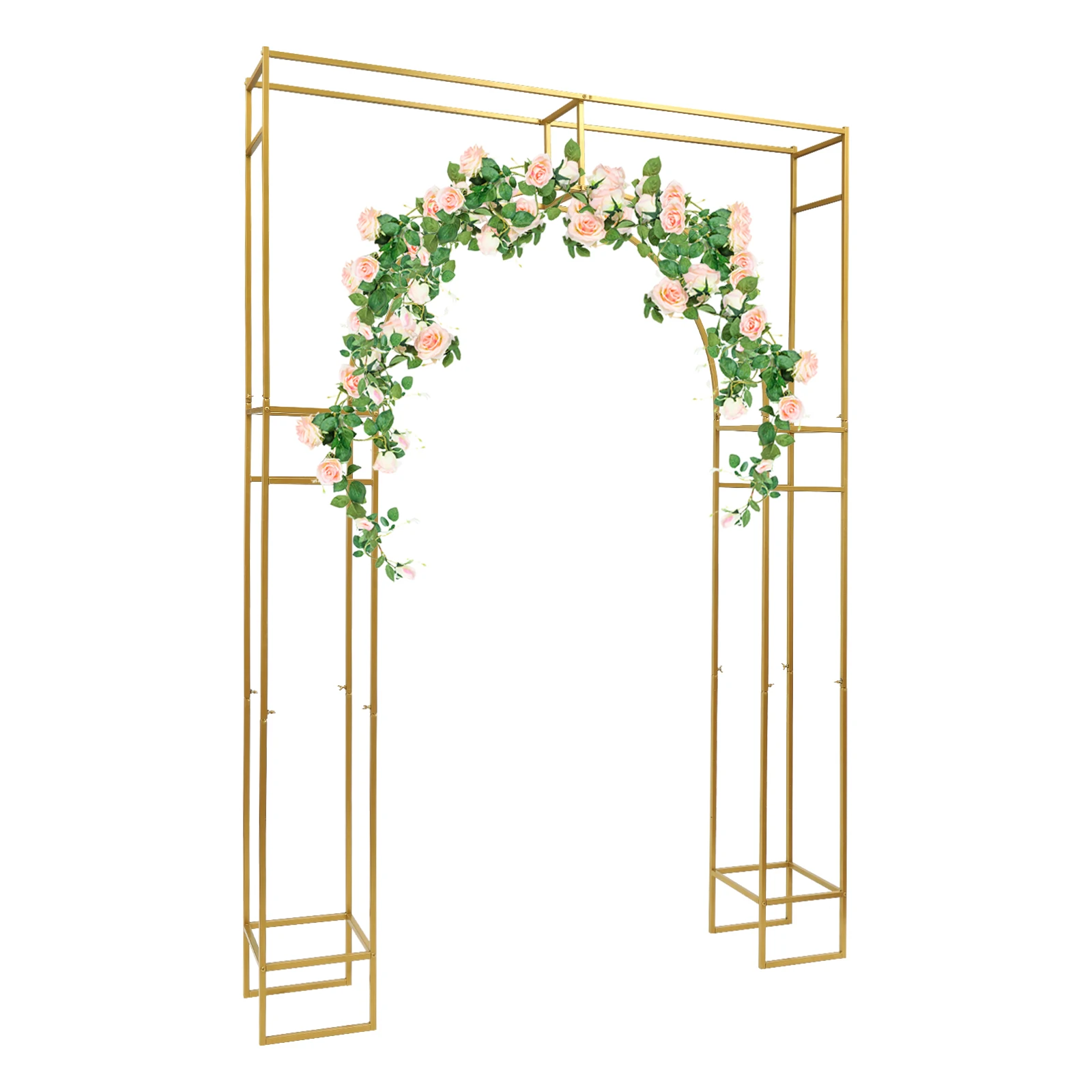 Wedding Arch Stand Square Base Gold Metal Frame Strong Carbon Steel DIY Decorations