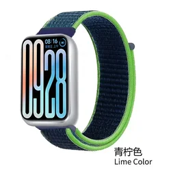 Breathable Nylon Loop Smart Watch Strap - Versatile Wristband Accessory for Mi Band 9 Pro (Lime Colos)